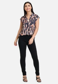 Betty Barclay Blusen*Satin-Bluse mit Kragen Dark Blue/Rosé