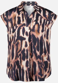 Betty Barclay Blusen*Satin-Bluse mit Kragen Dark Blue/Rosé