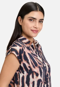 Betty Barclay Blusen*Satin-Bluse mit Kragen Dark Blue/Rosé