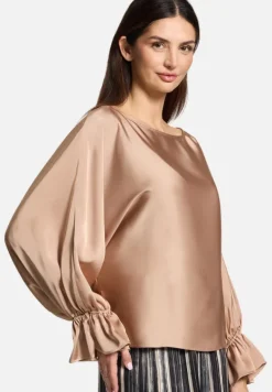 Betty Barclay Blusen*Satin-Bluse mit U-Boot-Ausschnitt Macchiato