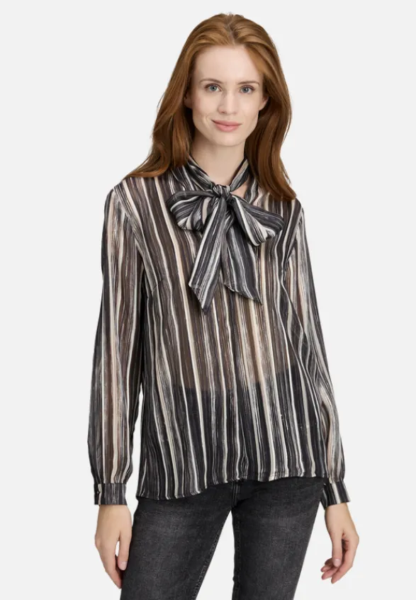 Betty Barclay Blusen*Schlupfbluse mit Schleifenknoten Black/Taupe