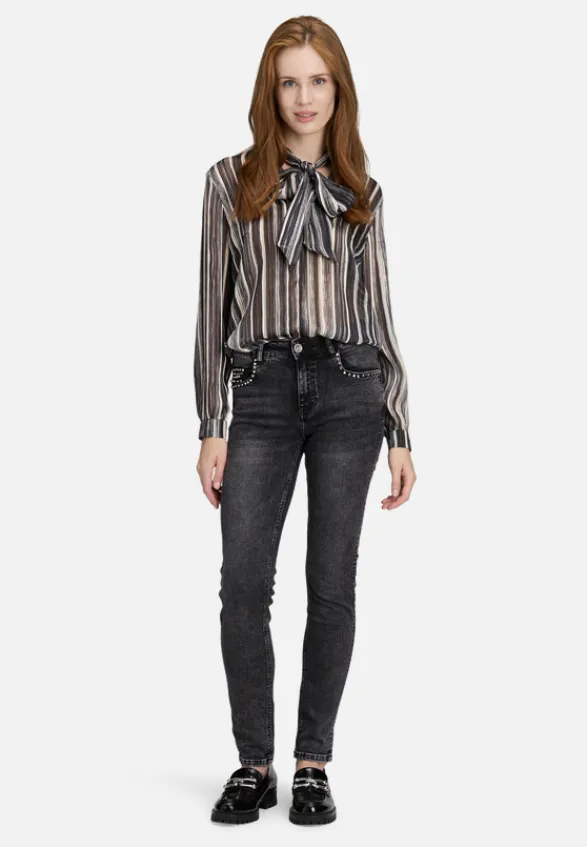 Betty Barclay Blusen*Schlupfbluse mit Schleifenknoten Black/Taupe
