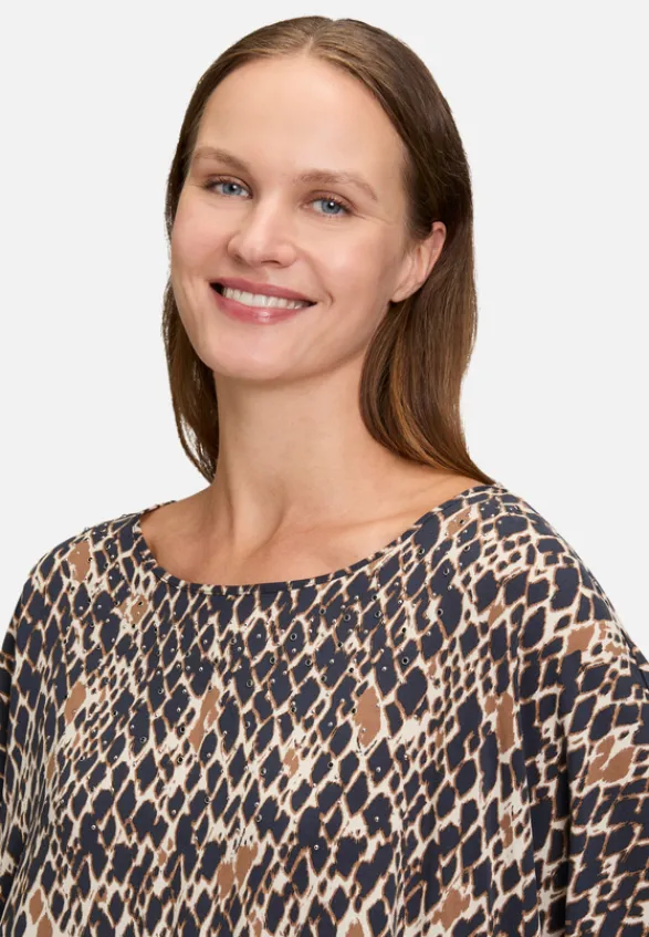 Betty Barclay Blusen*Schlupfbluse mit Schmucksteinen Dark Blue/Brown