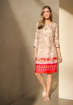Betty Barclay Kleider*Sommerkleid mit Rundhalsausschnitt Taupe/Rot