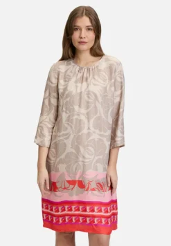 Betty Barclay Kleider*Sommerkleid mit Rundhalsausschnitt Taupe/Rot