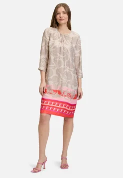 Betty Barclay Kleider*Sommerkleid mit Rundhalsausschnitt Taupe/Rot