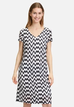 Betty Barclay Kleider*Sommerkleid mit V-Ausschnitt Dunkelblau/Weiß