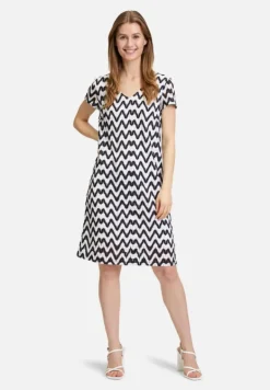 Betty Barclay Kleider*Sommerkleid mit V-Ausschnitt Dunkelblau/Weiß