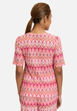 Betty Barclay Shirts*Spitzenshirt mit Rippbündchen Red/Rosè
