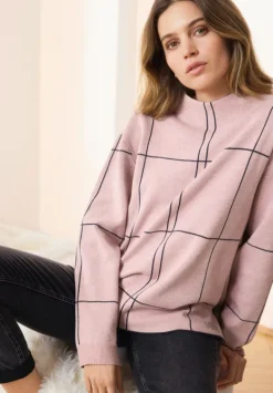 Betty Barclay Strick*Strickpullover kariert Patch Rosé/Grey