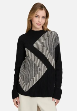 Betty Barclay Strick*Strickpullover mit Intarsie Patch Black/Beige