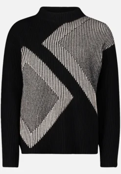 Betty Barclay Strick*Strickpullover mit Intarsie Patch Black/Beige