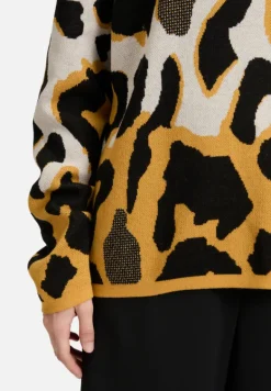 Betty Barclay Strick*Strickpullover mit Jacquard Patch Beige/Yellow
