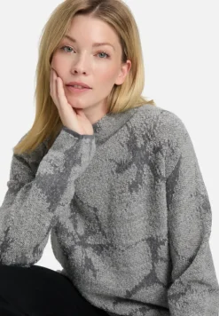Betty Barclay Strick*Strickpullover mit Jacquard Patch Grey/Grey