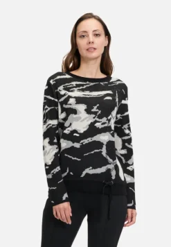 Betty Barclay Strick*Strickpullover mit Jacquard Patch Black/Grey