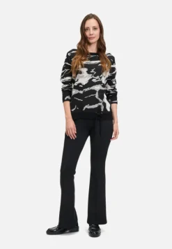 Betty Barclay Strick*Strickpullover mit Jacquard Patch Black/Grey