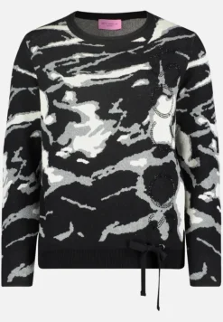 Betty Barclay Strick*Strickpullover mit Jacquard Patch Black/Grey