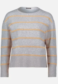 Betty Barclay Strick*Strickpullover mit Pailletten Patch Grey/Beige