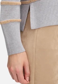 Betty Barclay Strick*Strickpullover mit Pailletten Patch Grey/Beige