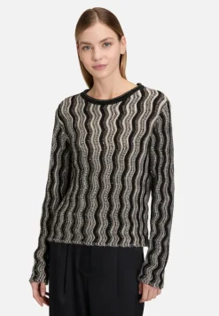 Betty Barclay Strick*Strickpullover mit Pailletten Patch Black/Taupe