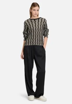 Betty Barclay Strick*Strickpullover mit Pailletten Patch Black/Taupe