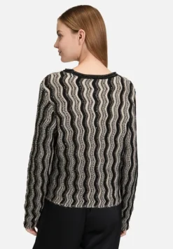 Betty Barclay Strick*Strickpullover mit Pailletten Patch Black/Taupe