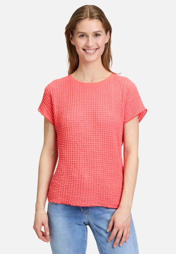 Betty Barclay Shirts*Strukturshirt mit U-Boot-Ausschnitt Hot Coral