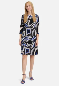 Betty Barclay Kleider*Stufenkleid mit 3/4 Arm Schwarz/Blau