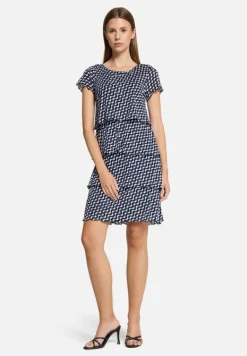 Betty Barclay Kleider|Festliche Mode*Stufenkleid mit U-Boot-Ausschnitt Dunkelblau/Weiß