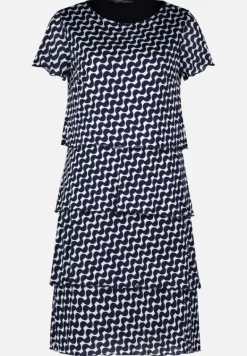 Betty Barclay Kleider|Festliche Mode*Stufenkleid mit U-Boot-Ausschnitt Dunkelblau/Weiß
