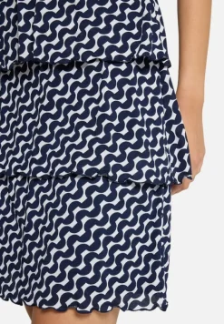Betty Barclay Kleider|Festliche Mode*Stufenkleid mit U-Boot-Ausschnitt Dunkelblau/Weiß