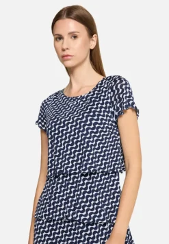 Betty Barclay Kleider|Festliche Mode*Stufenkleid mit U-Boot-Ausschnitt Dunkelblau/Weiß