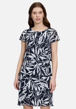 Betty Barclay Kleider*Stufenkleid mit U-Boot-Ausschnitt Dunkelblau/Weiß