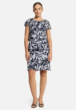 Betty Barclay Kleider*Stufenkleid mit U-Boot-Ausschnitt Dunkelblau/Weiß