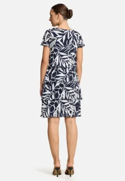 Betty Barclay Kleider*Stufenkleid mit U-Boot-Ausschnitt Dunkelblau/Weiß