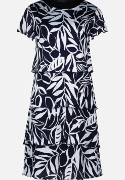 Betty Barclay Kleider*Stufenkleid mit U-Boot-Ausschnitt Dunkelblau/Weiß