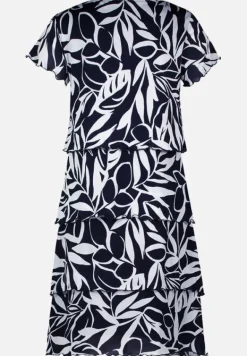 Betty Barclay Kleider*Stufenkleid mit U-Boot-Ausschnitt Dunkelblau/Weiß