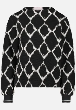 Betty Barclay Sweatshirts*Sweatshirt mit Rippbündchen Schwarz/Beige