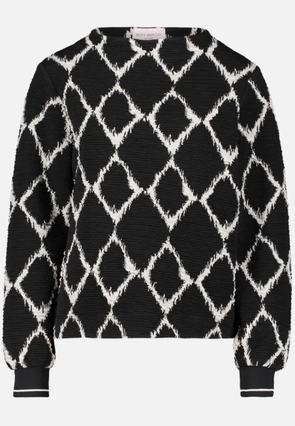 Betty Barclay Sweatshirts*Sweatshirt mit Rippbündchen Schwarz/Beige