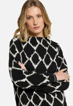 Betty Barclay Sweatshirts*Sweatshirt mit Rippbündchen Schwarz/Beige