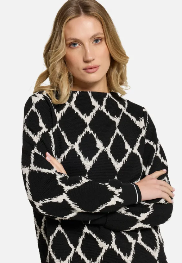 Betty Barclay Sweatshirts*Sweatshirt mit Rippbündchen Schwarz/Beige