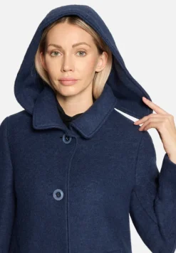 Betty Barclay Mäntel*Wollmantel mit abnehmbarer Kapuze Dark Blue Melange